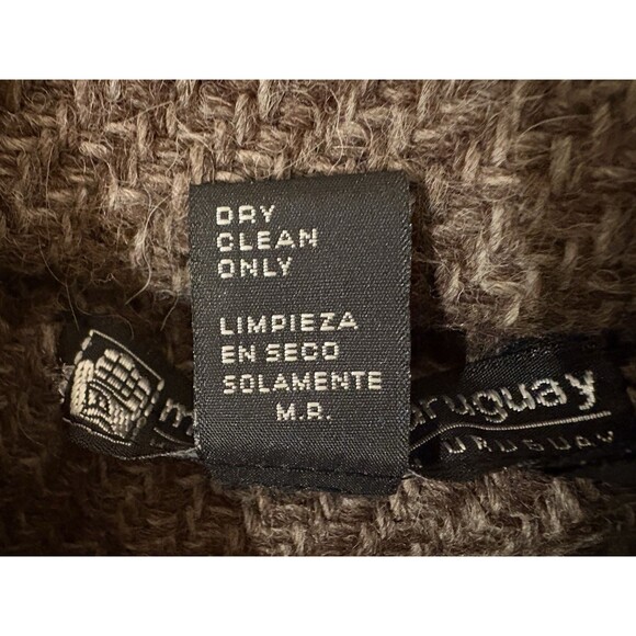 Manos Del Uruguay womens Vintage Brown 100% Wool Hand Made Long Midi Poncho Wrap - Picture 5 of 5